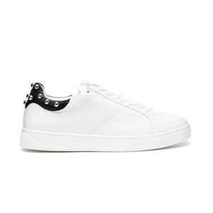 Lanvin Paris Women's White Leather DDB0 Sneakers with Studs, Sz 37
